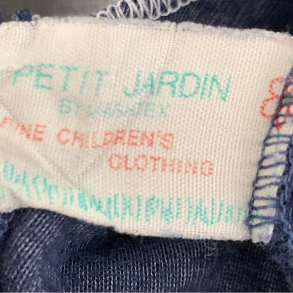 Vtg Petit Jardin Baby Boy footie Large 9-12M 12M velour navy white stars - Picture 5 of 8